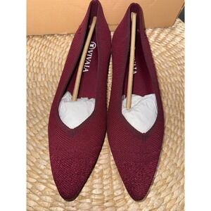 VIVAIA Burgundy Knit Pointed Toe Flats – Sustainable Chic & Comfortable US/9.5